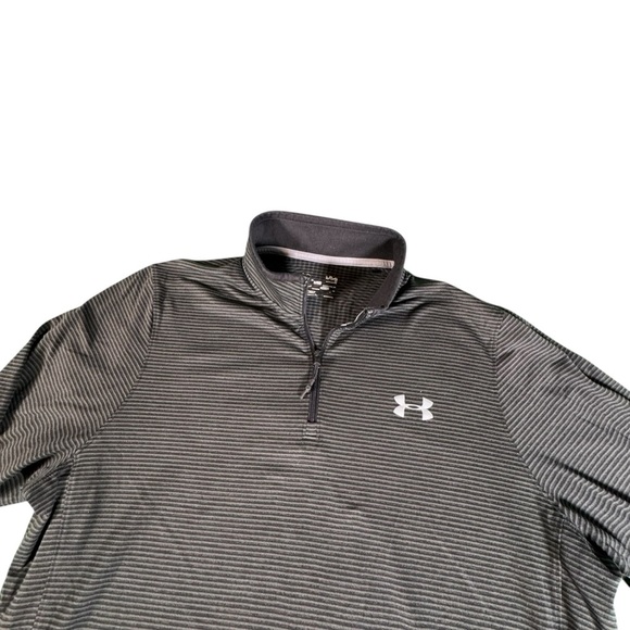 Under Armour ColdGear 1/4 Zip Pullover Men’s Large Gray Striped Long Sleeve - Picture 2 of 10